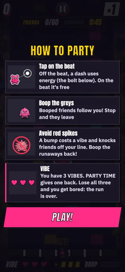 The rules card right after the drill.